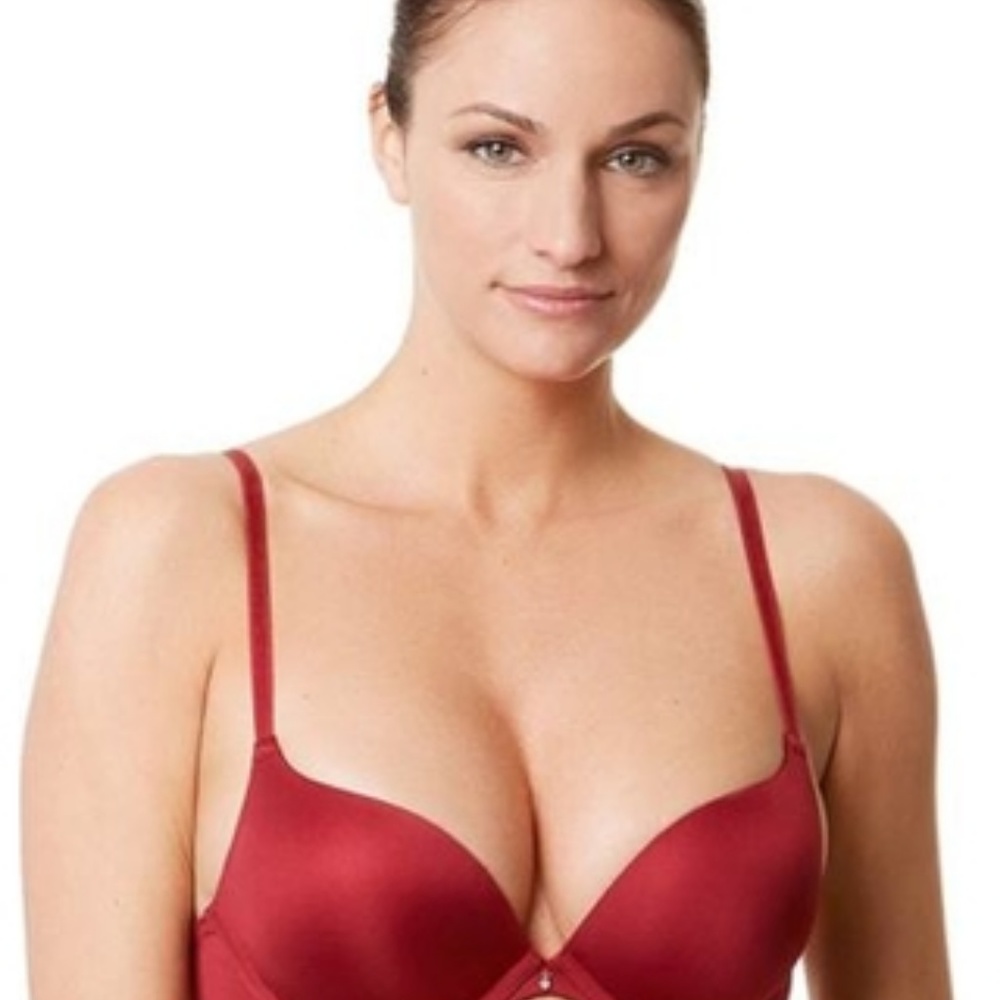 NWT Ellen Tracy Padded Push Up Bra Red 34B